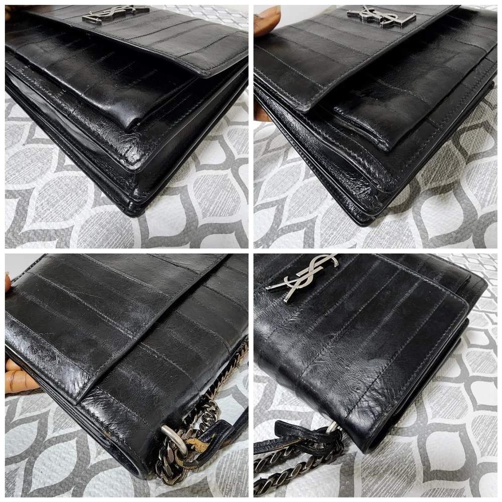 Saint Laurent Sunset eel crossbody bag Black